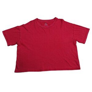 Aerie Womens Red “I’m On The List” Graphic T-Shirt (M) Cotton Crewneck Casual
